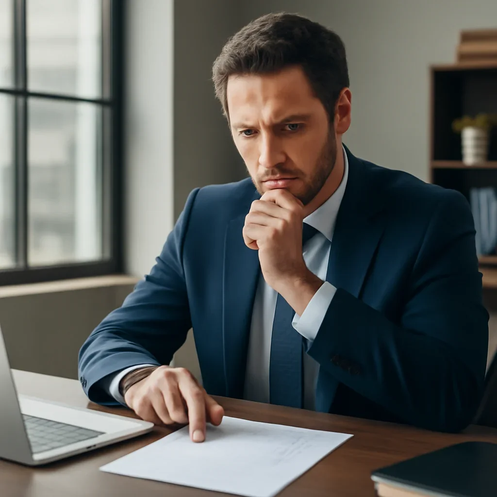 Business owner deciding on the next step for commercial insurance