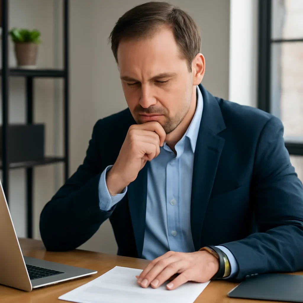 Business owner deciding on the next step for commercial insurance