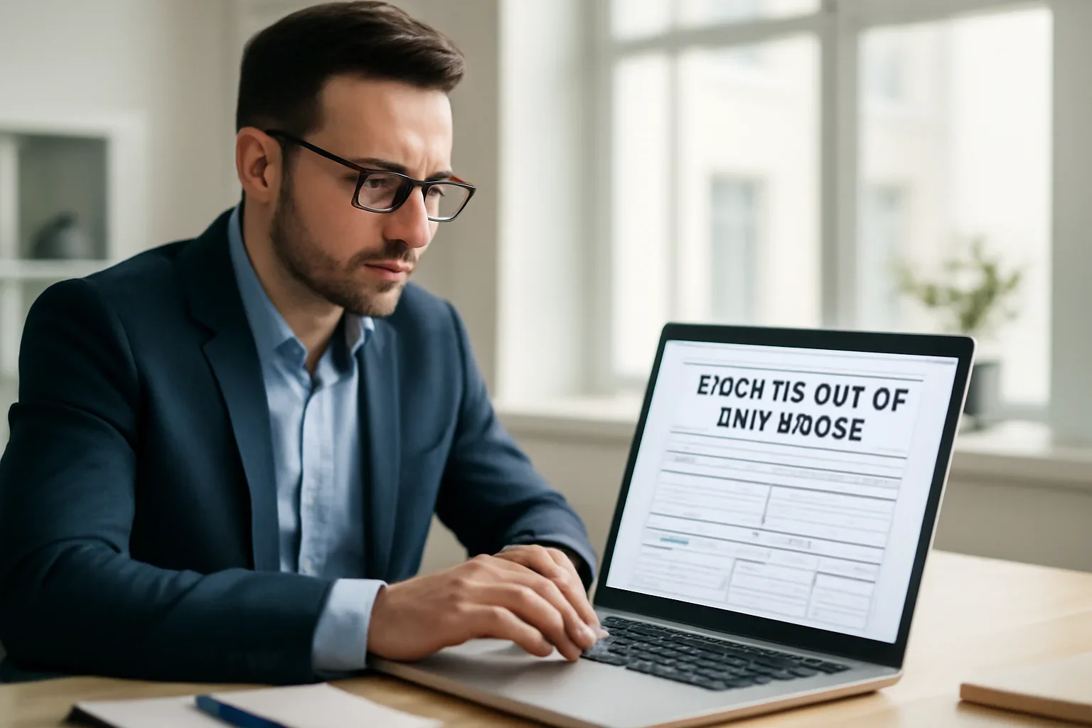Business owner reviewing information about certificate of insurance
