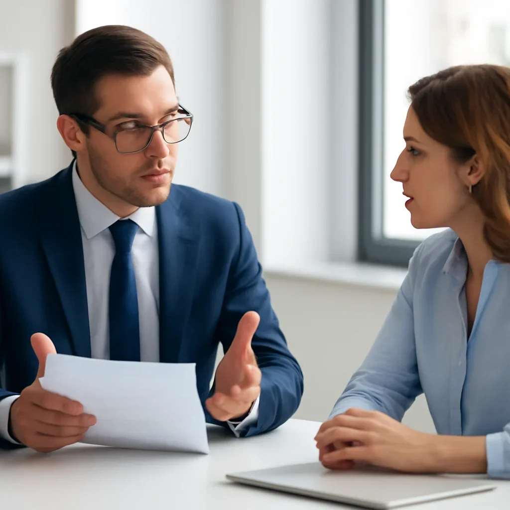 Broker discussing next steps after reading about cyber insurance education