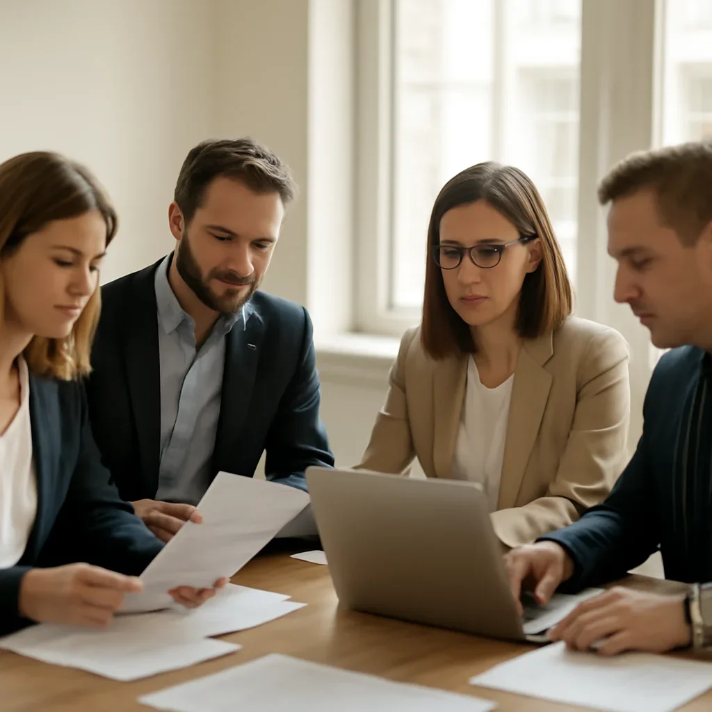 Business team in New Brunswick preparing the next step for insurance coverage