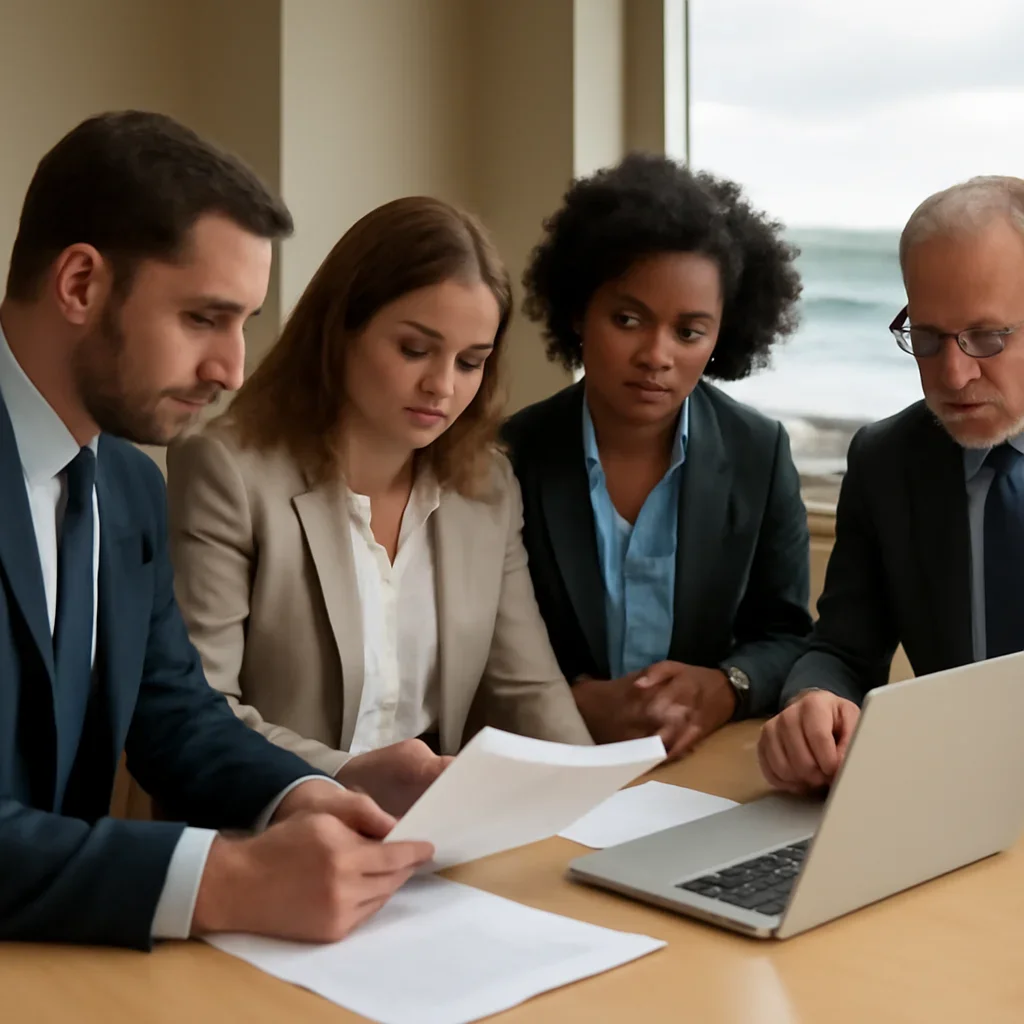 Business team in Nova Scotia preparing the next step for insurance coverage