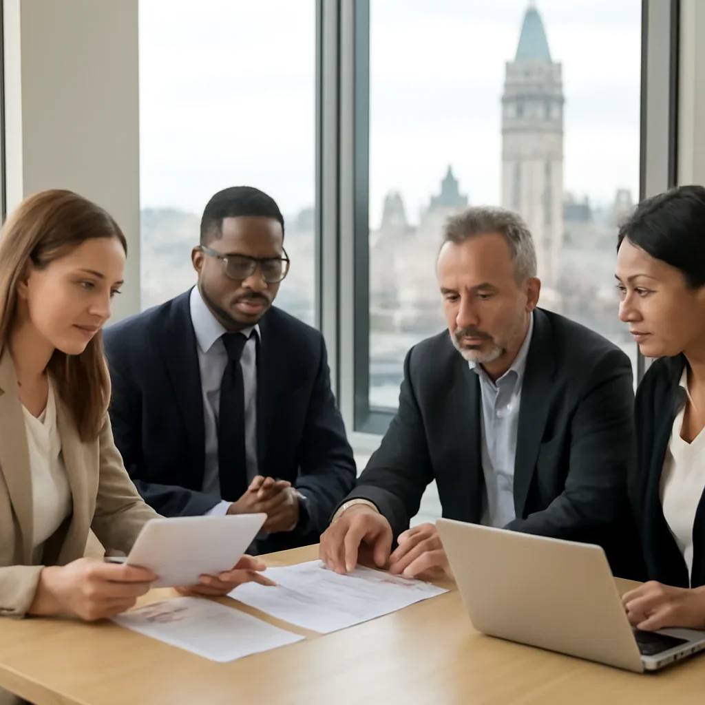 Business team in Ottawa preparing the next step for insurance coverage