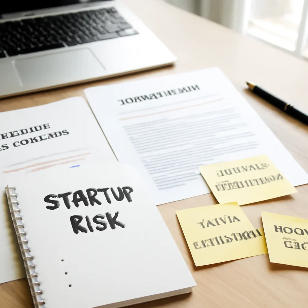 Notes and insurance documents related to startup risk planning