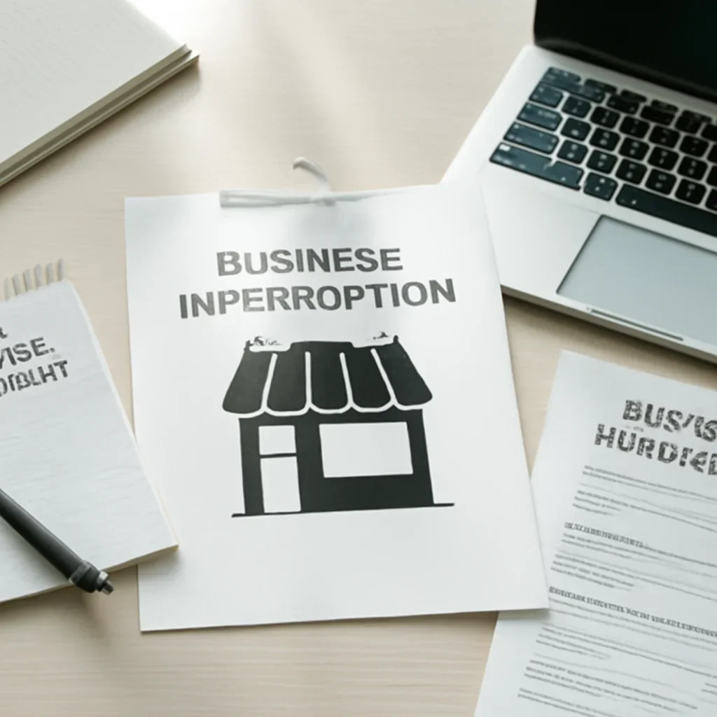 Notes and insurance documents related to business interruption explainer